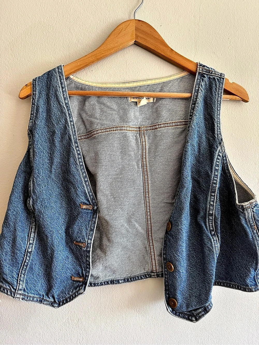 Madewell Denim Button-Front Vest Blue
